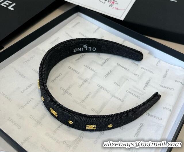 Latest Style Celine Denim Studs Headband 0513 Black 2025