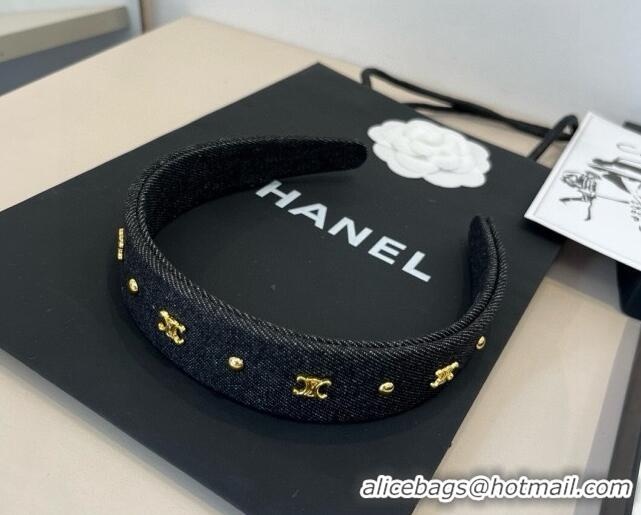 Latest Style Celine Denim Studs Headband 0513 Black 2025