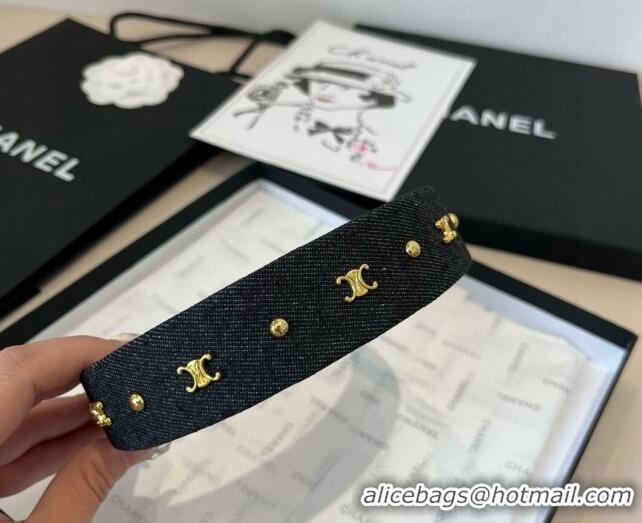 Latest Style Celine Denim Studs Headband 0513 Black 2025