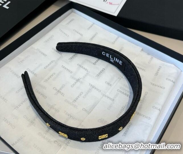 Latest Style Celine Denim Studs Headband 0513 Black 2025