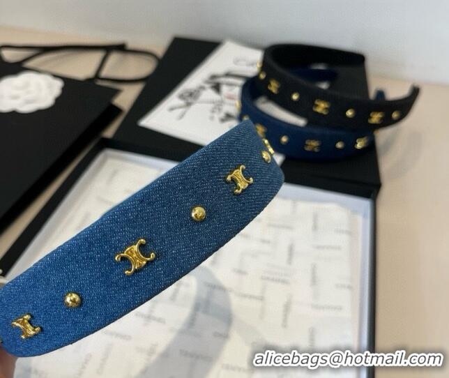 New Fashion Celine Denim Studs Headband 0513 Light Blue 2025