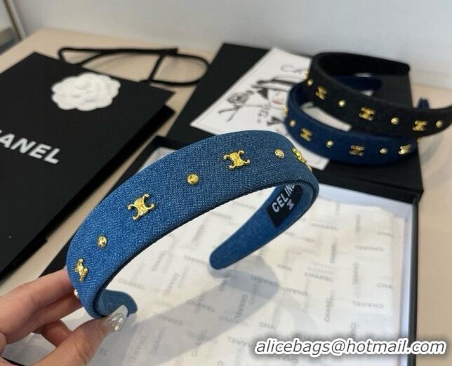 New Fashion Celine Denim Studs Headband 0513 Light Blue 2025