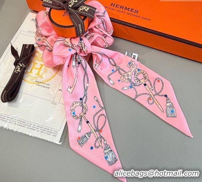 Low Cost Hermes Key Twilly Silk Bandeau Scarf and Hairring Set 4023 Pink 2025