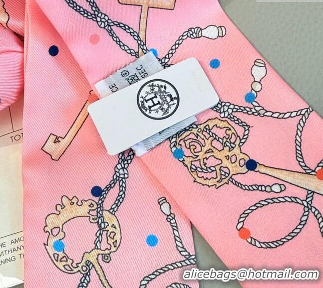 Low Cost Hermes Key Twilly Silk Bandeau Scarf and Hairring Set 4023 Pink 2025