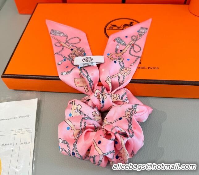 Low Cost Hermes Key Twilly Silk Bandeau Scarf and Hairring Set 4023 Pink 2025