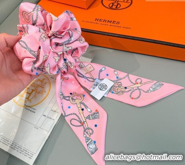 Low Cost Hermes Key Twilly Silk Bandeau Scarf and Hairring Set 4023 Pink 2025