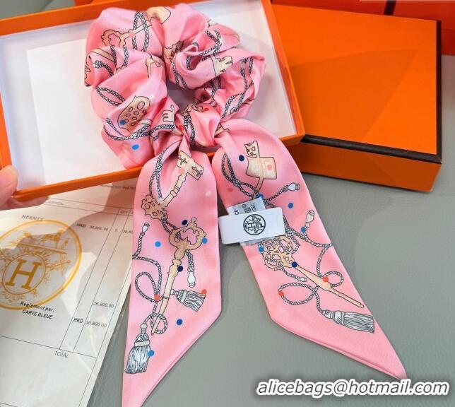 Low Cost Hermes Key Twilly Silk Bandeau Scarf and Hairring Set 4023 Pink 2025