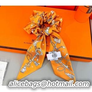Discount Hermes Key Twilly Silk Bandeau Scarf and Hairring Set 4023 Orange 2025