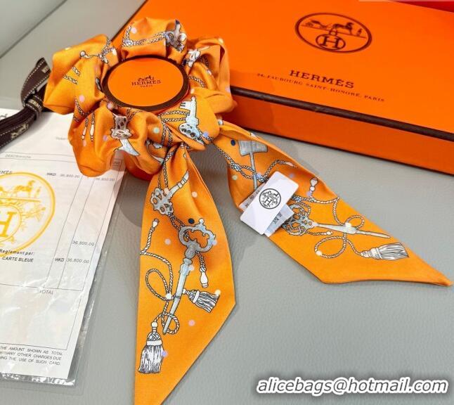 Discount Hermes Key Twilly Silk Bandeau Scarf and Hairring Set 4023 Orange 2025
