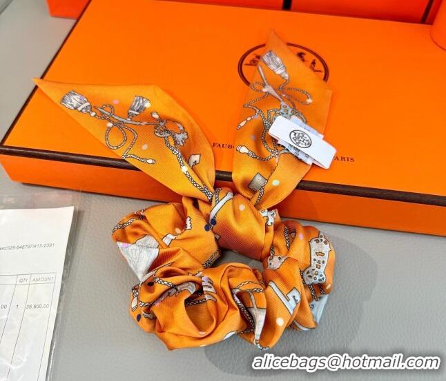 Discount Hermes Key Twilly Silk Bandeau Scarf and Hairring Set 4023 Orange 2025