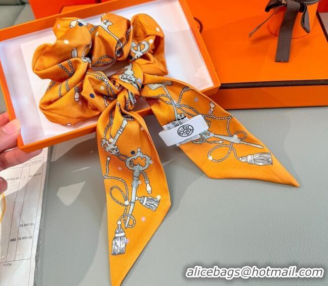 Discount Hermes Key Twilly Silk Bandeau Scarf and Hairring Set 4023 Orange 2025