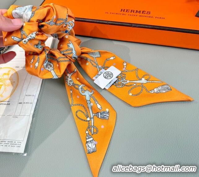 Discount Hermes Key Twilly Silk Bandeau Scarf and Hairring Set 4023 Orange 2025