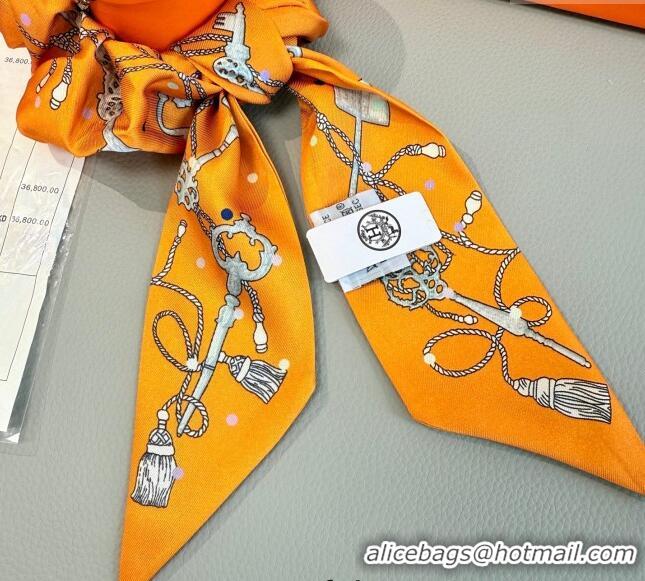 Discount Hermes Key Twilly Silk Bandeau Scarf and Hairring Set 4023 Orange 2025