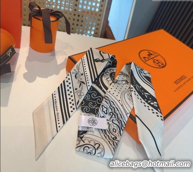 New Cheap Hermes Festival des Amazones Bandana Twilly Silk Bandeau Scarf 5x86.5cm H4001 Beige 2025