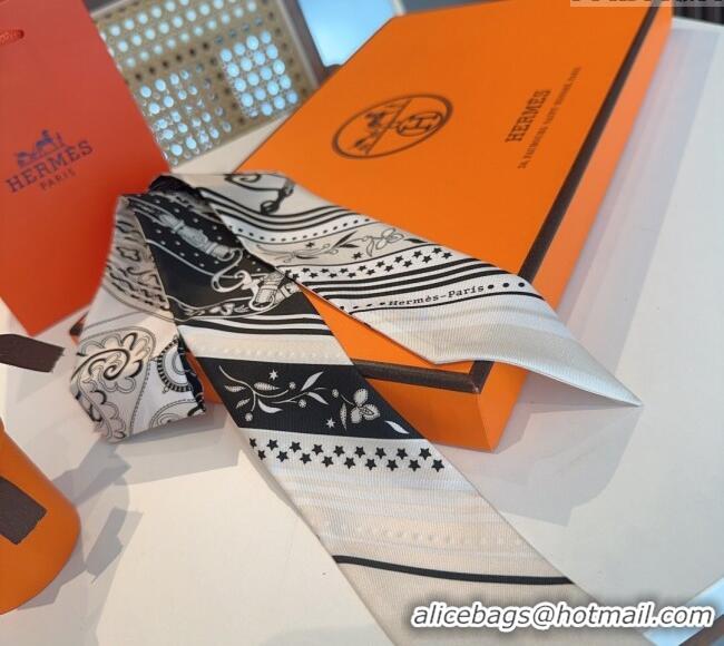 New Cheap Hermes Festival des Amazones Bandana Twilly Silk Bandeau Scarf 5x86.5cm H4001 Beige 2025