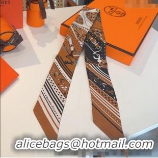Top Quality Hermes Festival des Amazones Bandana Twilly Silk Bandeau Scarf 5x86.5cm H4001 Orange 2025