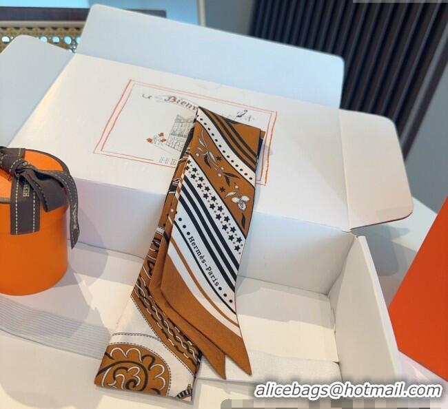 Top Quality Hermes Festival des Amazones Bandana Twilly Silk Bandeau Scarf 5x86.5cm H4001 Orange 2025