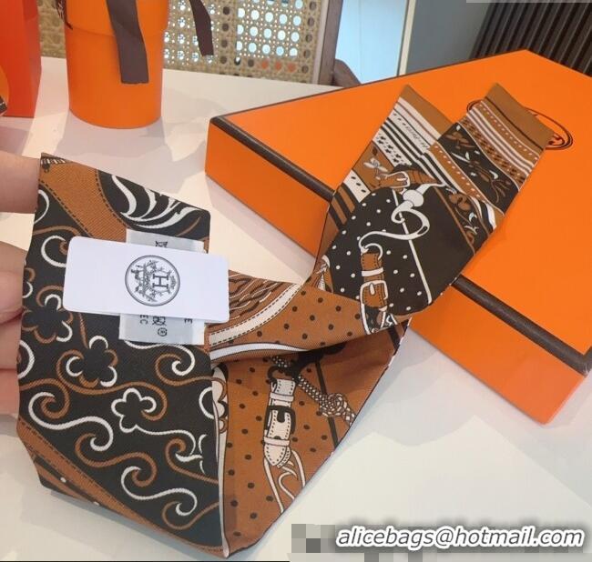 Top Quality Hermes Festival des Amazones Bandana Twilly Silk Bandeau Scarf 5x86.5cm H4001 Orange 2025