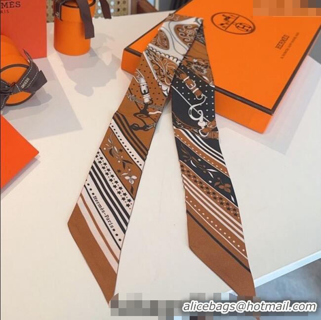 Top Quality Hermes Festival des Amazones Bandana Twilly Silk Bandeau Scarf 5x86.5cm H4001 Orange 2025