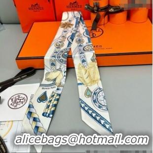 Top Design Hermes Harnais de Coeur Twilly Silk Bandeau Scarf 5x86cm H4002 White 2025