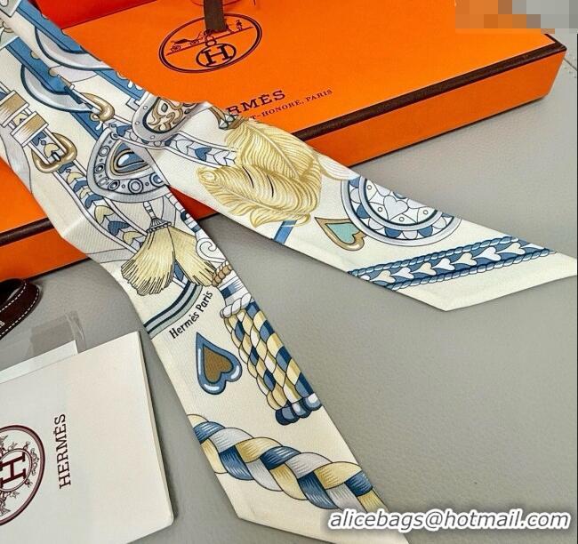 Top Design Hermes Harnais de Coeur Twilly Silk Bandeau Scarf 5x86cm H4002 White 2025