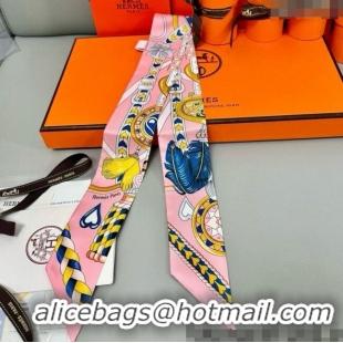 Buy Classic Hermes Harnais de Coeur Twilly Silk Bandeau Scarf 5x86cm H4002 Pink 2025