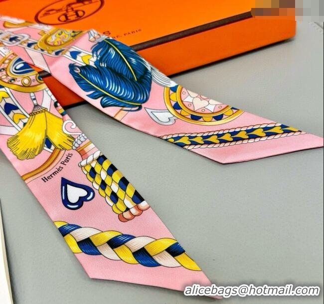 Buy Classic Hermes Harnais de Coeur Twilly Silk Bandeau Scarf 5x86cm H4002 Pink 2025