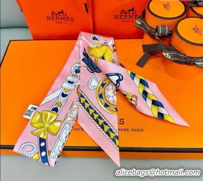 Buy Classic Hermes Harnais de Coeur Twilly Silk Bandeau Scarf 5x86cm H4002 Pink 2025