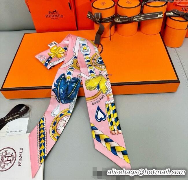 Buy Classic Hermes Harnais de Coeur Twilly Silk Bandeau Scarf 5x86cm H4002 Pink 2025