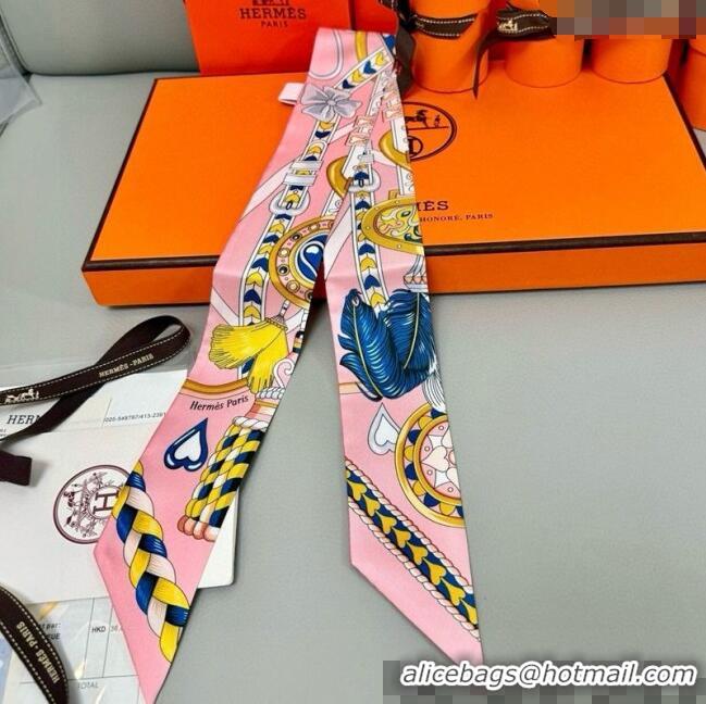Buy Classic Hermes Harnais de Coeur Twilly Silk Bandeau Scarf 5x86cm H4002 Pink 2025