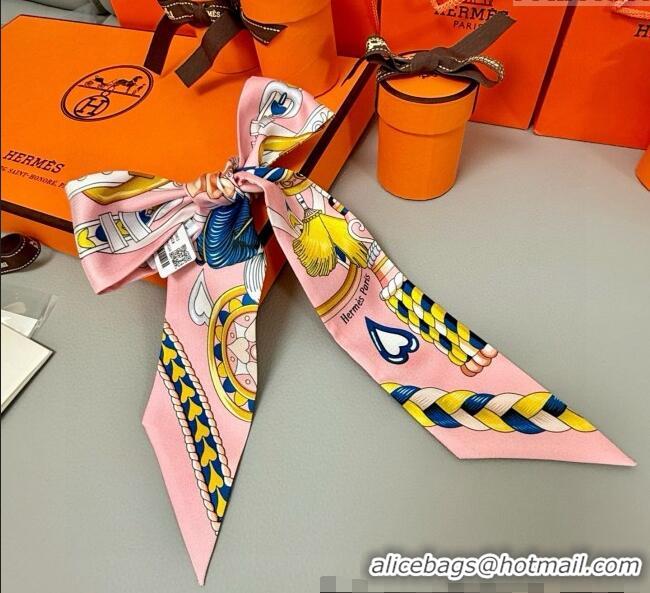 Buy Classic Hermes Harnais de Coeur Twilly Silk Bandeau Scarf 5x86cm H4002 Pink 2025