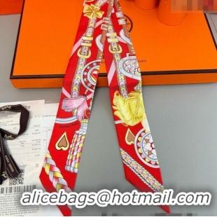 Best Discount Hermes Harnais de Coeur Twilly Silk Bandeau Scarf 5x86cm H4002 Red 2025