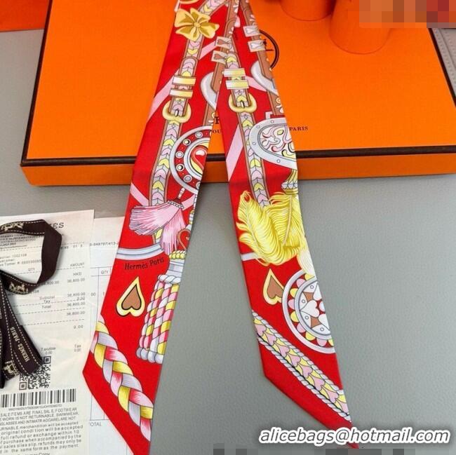 Best Discount Hermes Harnais de Coeur Twilly Silk Bandeau Scarf 5x86cm H4002 Red 2025