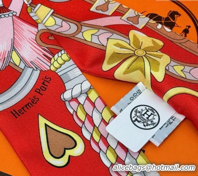 Best Discount Hermes Harnais de Coeur Twilly Silk Bandeau Scarf 5x86cm H4002 Red 2025