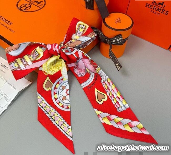 Best Discount Hermes Harnais de Coeur Twilly Silk Bandeau Scarf 5x86cm H4002 Red 2025