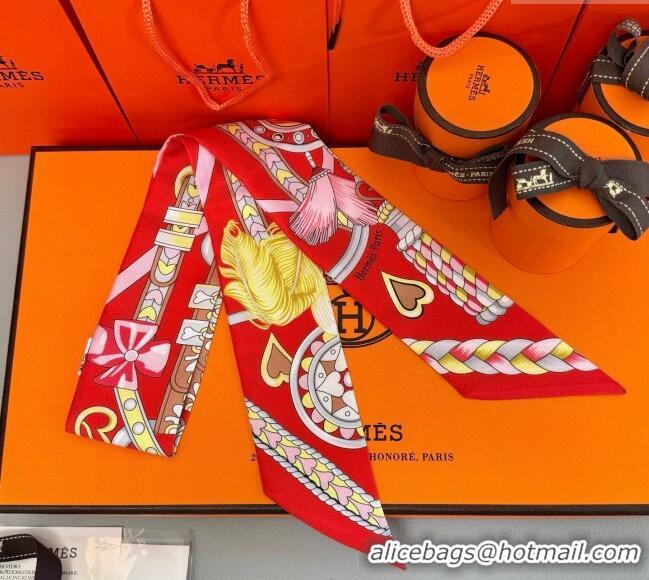 Best Discount Hermes Harnais de Coeur Twilly Silk Bandeau Scarf 5x86cm H4002 Red 2025