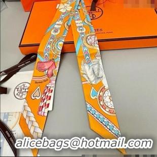 New Design Hermes Harnais de Coeur Twilly Silk Bandeau Scarf 5x86cm H4002 Orange 2025