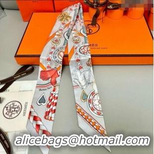 Best Grade Hermes Harnais de Coeur Twilly Silk Bandeau Scarf 5x86cm H4002 Grey 2025