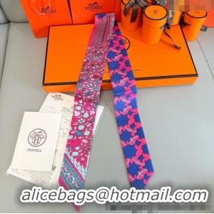 Spot Bulk Hermes La Danse des Amazones Twilly Silk Bandeau Scarf 5x86cm H4003 Dark Pink 2025