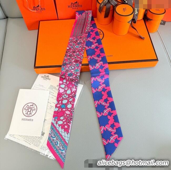Spot Bulk Hermes La Danse des Amazones Twilly Silk Bandeau Scarf 5x86cm H4003 Dark Pink 2025