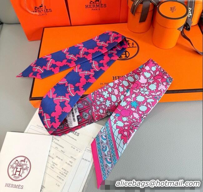 Spot Bulk Hermes La Danse des Amazones Twilly Silk Bandeau Scarf 5x86cm H4003 Dark Pink 2025