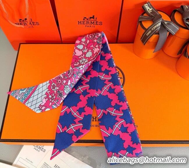 Spot Bulk Hermes La Danse des Amazones Twilly Silk Bandeau Scarf 5x86cm H4003 Dark Pink 2025