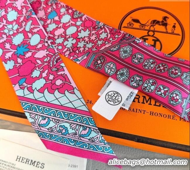 Spot Bulk Hermes La Danse des Amazones Twilly Silk Bandeau Scarf 5x86cm H4003 Dark Pink 2025