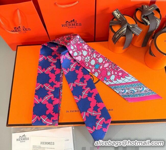 Spot Bulk Hermes La Danse des Amazones Twilly Silk Bandeau Scarf 5x86cm H4003 Dark Pink 2025