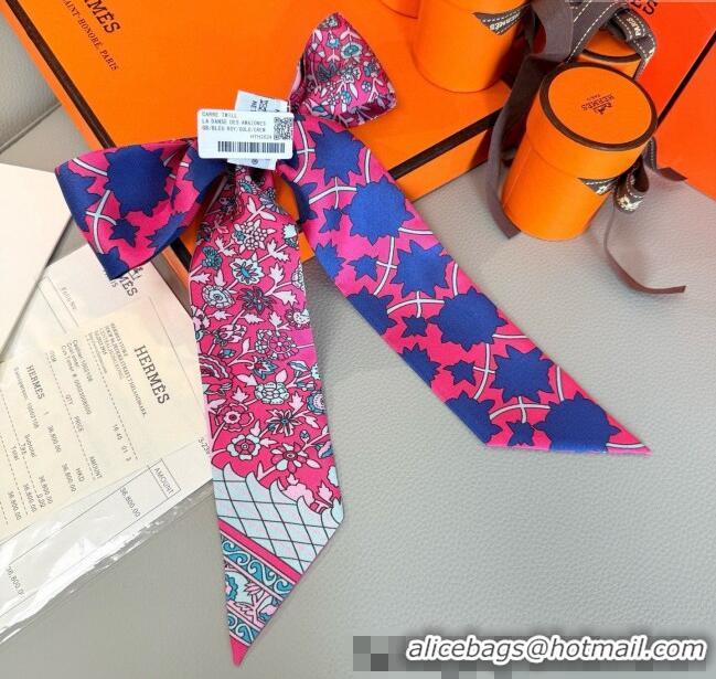 Spot Bulk Hermes La Danse des Amazones Twilly Silk Bandeau Scarf 5x86cm H4003 Dark Pink 2025