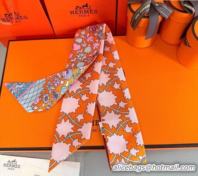 Best Price Hermes La Danse des Amazones Twilly Silk Bandeau Scarf 5x86cm H4003 Orange 2025