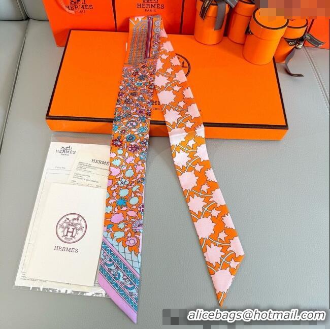 Best Price Hermes La Danse des Amazones Twilly Silk Bandeau Scarf 5x86cm H4003 Orange 2025