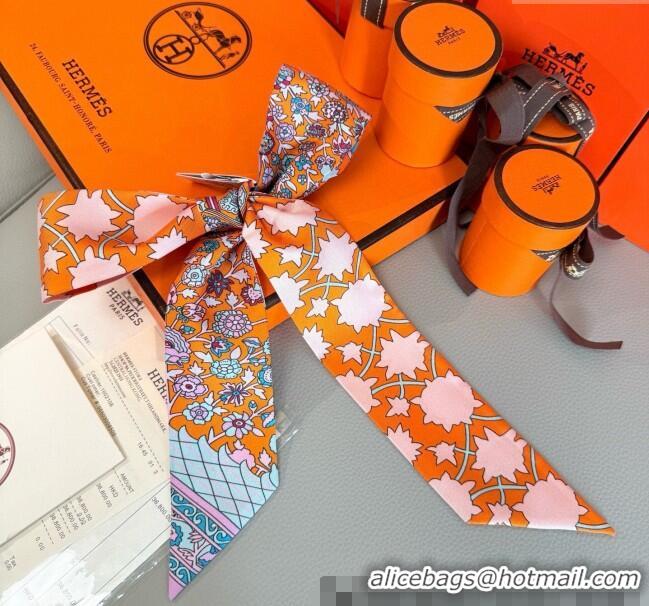 Best Price Hermes La Danse des Amazones Twilly Silk Bandeau Scarf 5x86cm H4003 Orange 2025