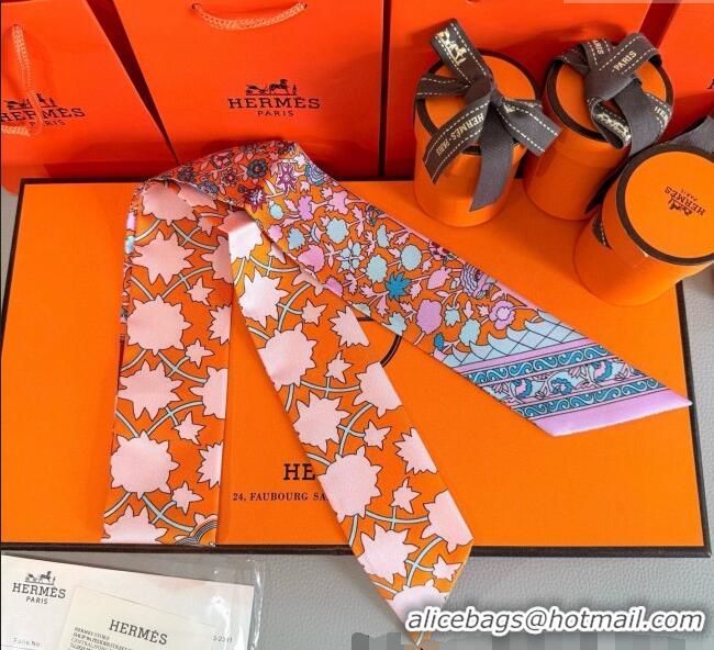 Best Price Hermes La Danse des Amazones Twilly Silk Bandeau Scarf 5x86cm H4003 Orange 2025