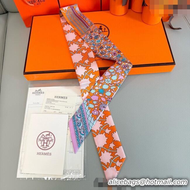 Best Price Hermes La Danse des Amazones Twilly Silk Bandeau Scarf 5x86cm H4003 Orange 2025